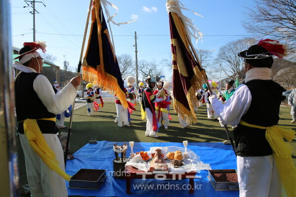 한천농악 대보름 공연 - 기굿 장면