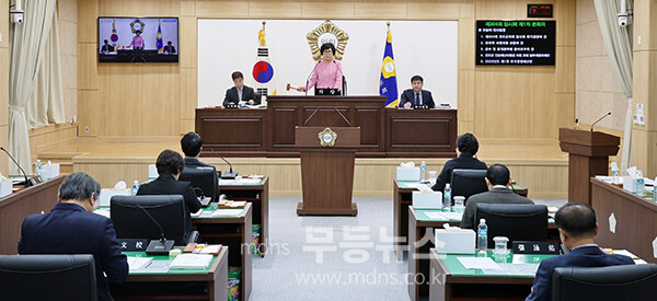 임시회의를 주재하고 있는 박금례 의장 (진도군 제공)