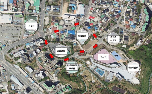 일방통행 구간 안내도