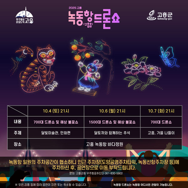 고흥군, 추석맞이 녹동항 드론쇼 및 해상불꽃쇼 특별공연 개최