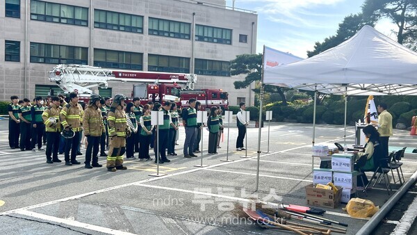 16일, 함평군청 주차장, 합동소방훈련 사진