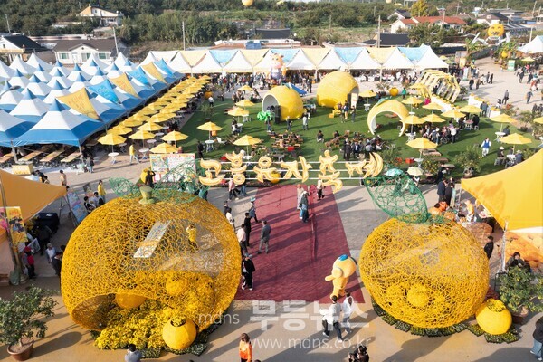 ‘제5회 고흥유자축제’ 가 열리고 있는 풍양면 한동리 축제장/사진=유진석기자
