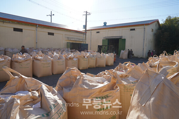국립농산물품질관리원 관계자가 공공비축미 매입 현장에서 품질 검사를 진행하고 있다.