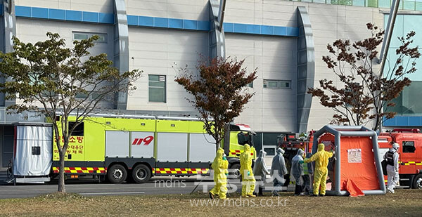 인체제독 및 응급진료소 운영 현장 훈련 모습. (사진 제공-나주시)