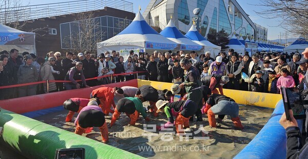 보성군, 청정 갯벌에서 ‘제21회 벌교꼬막축제’ 성료_관광객들이 ‘황금꼬막을 잡아라’를 하고 있다
