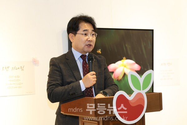 김동화 한국생명사랑재단 이사장이 희망의 씨앗 '2025생명나눔' 후원 행사에서 인사말을 하고있다.